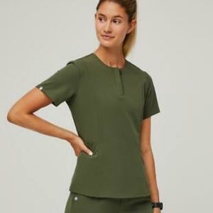 Figs dark olive scrub top
